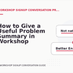 How to Give a Useful Problem Summary in Workshop Signup Conversation English
